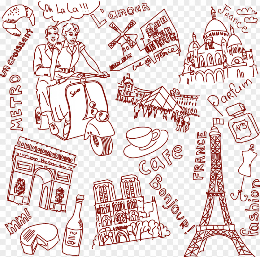 Vector Paris Comics London Drawing Sketch PNG