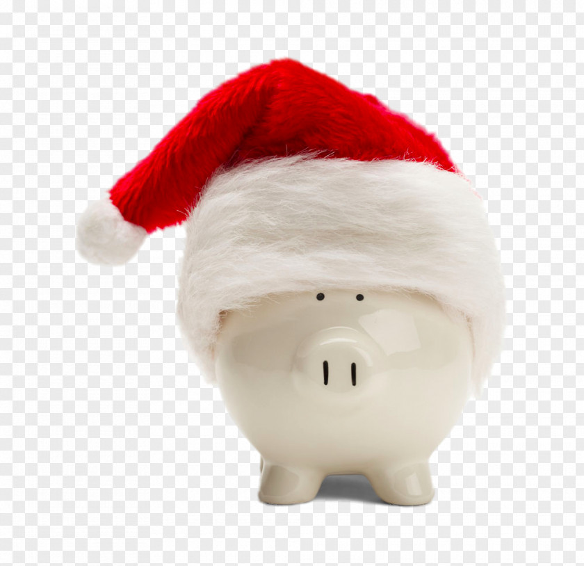 Creative Piggy Bank Wearing Christmas Hats Santa Claus Robbery Stock Photography PNG