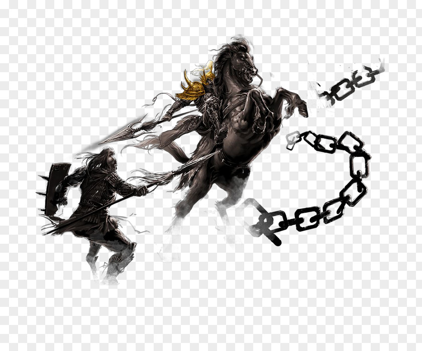 Ink Horse Soldiers Chains Paper PNG