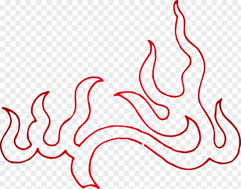 Vector Line Drawing Decorative Red Flames Fire Clip Art PNG