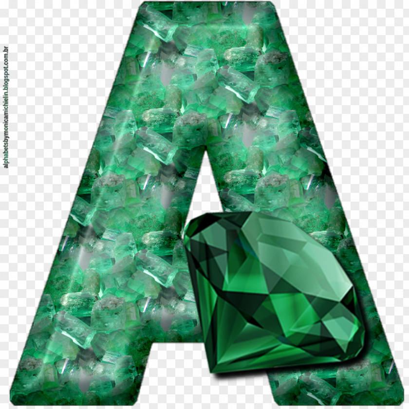 Familias Emerald Green Alphabet Gemstone PNG