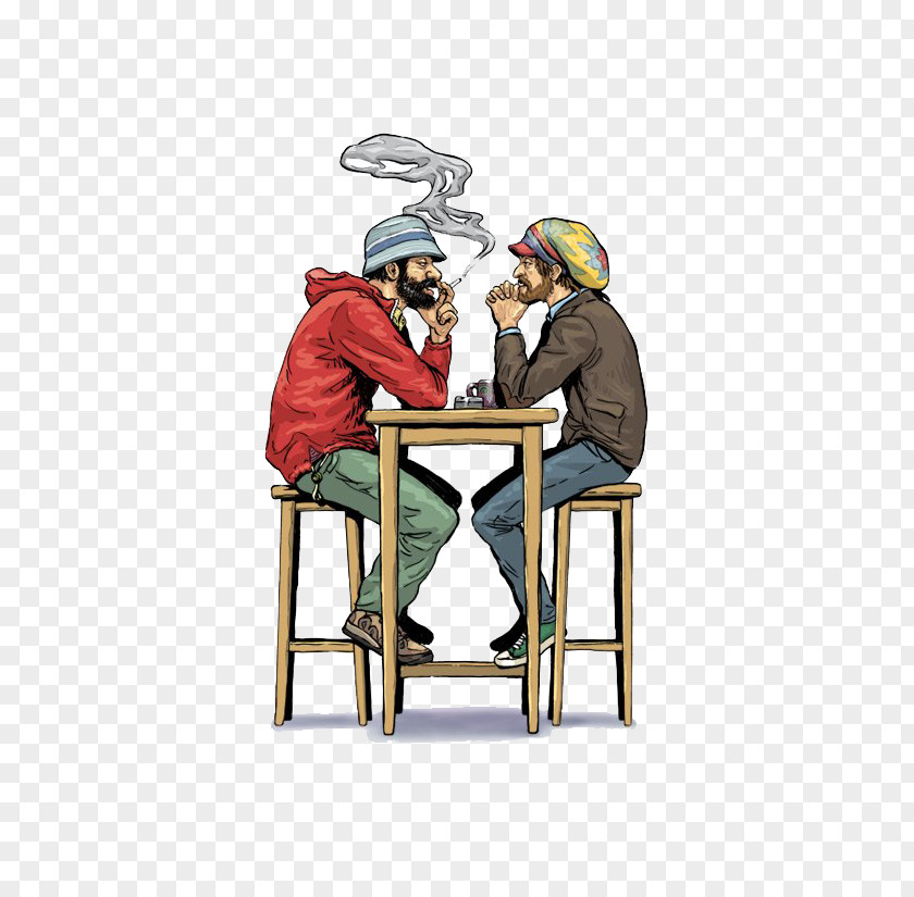 Simple Uncle Smoking Illustrator PNG