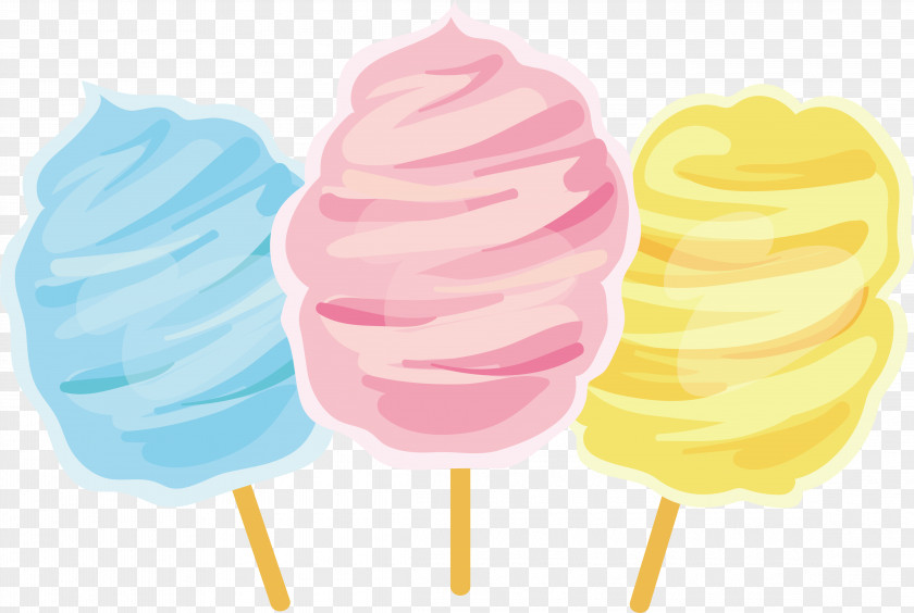 Three Colored Lovely Cotton Candy Lollipop Zefir PNG