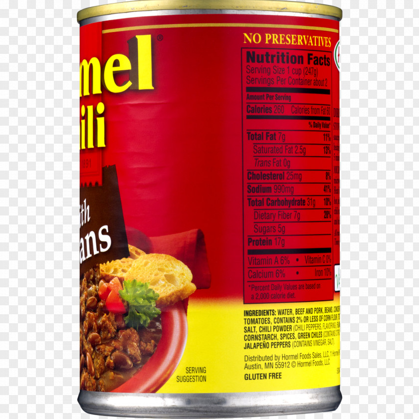 Chili Beans Brands Con Carne Vegetarian Cuisine Can Food Hormel PNG