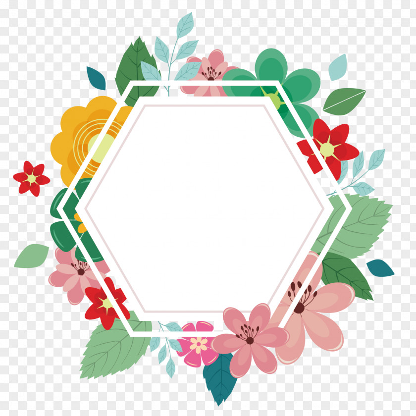 Vector Flower Hexagon PNG