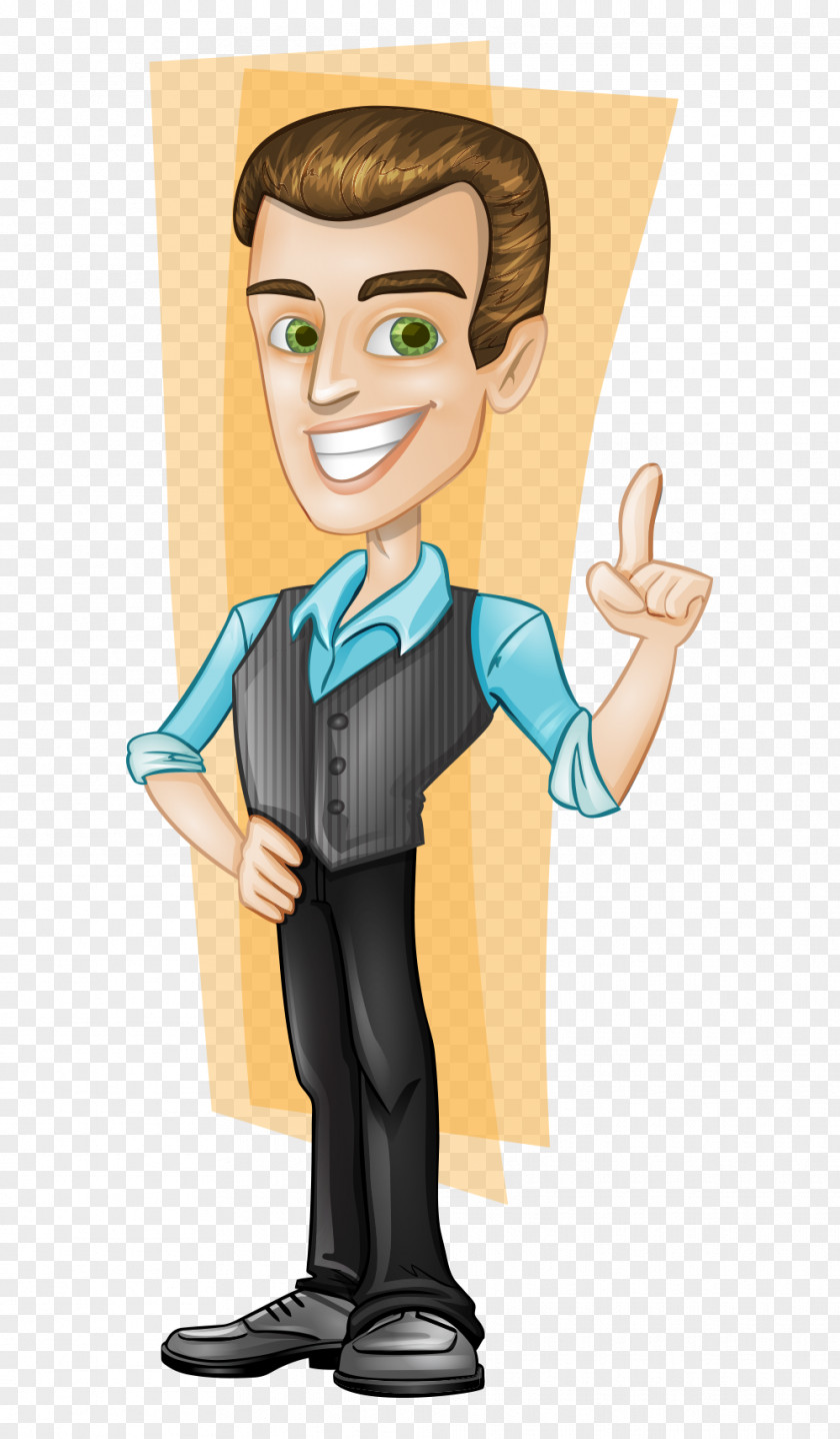 Hand-painted Cartoon Handsome Business Man Drawing Euclidean Vector PNG