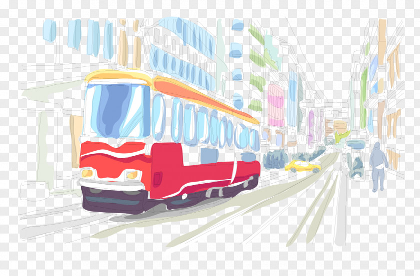 Vector Bus Silhouette Watercolor Painting PNG