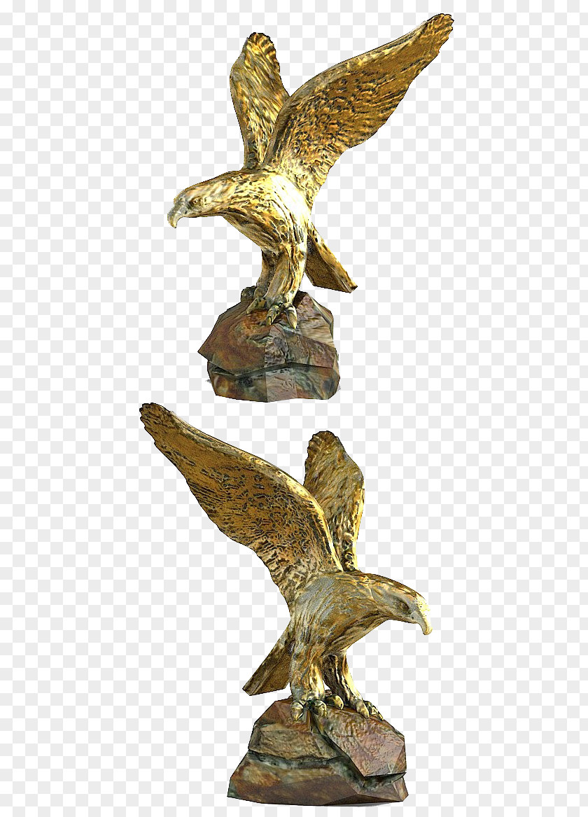 Eagle Golden Bronze Sculpture Bird PNG