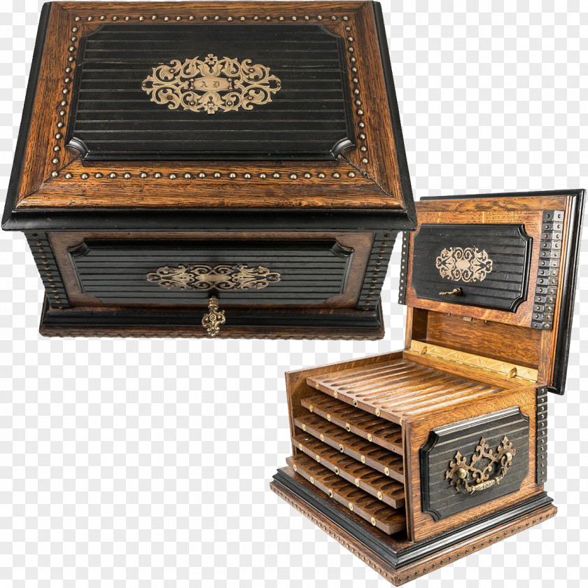 Cigar Box Antique Humidor Casket PNG