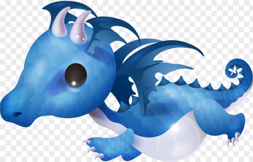 Vector Blue Drake Dragon Cartoon Clip Art PNG