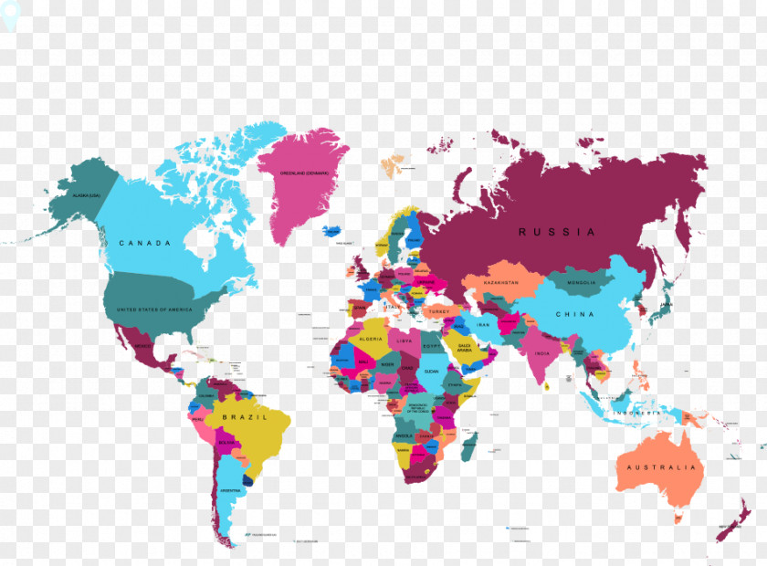 Vector Color Map World Globe PNG