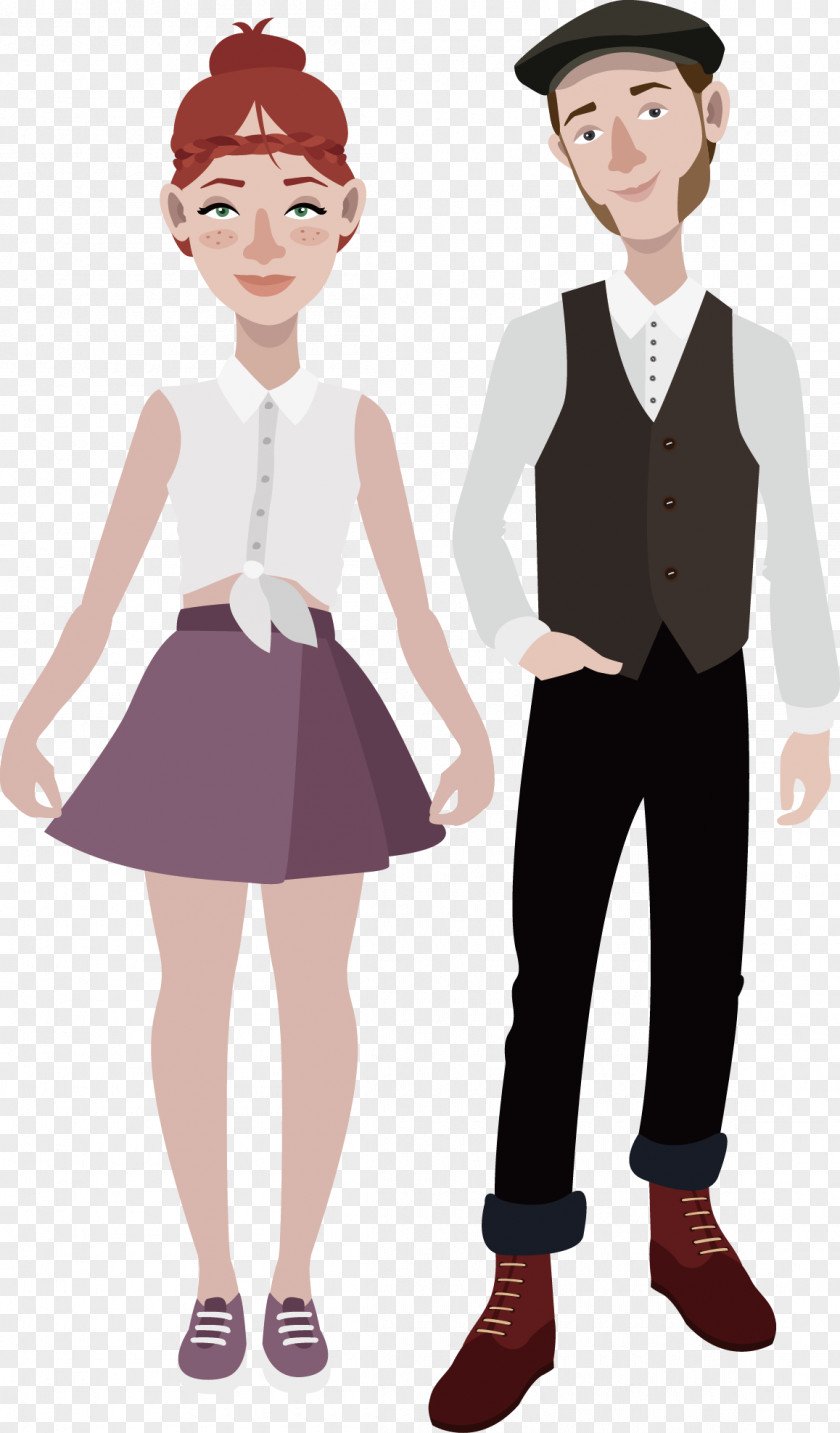 Cartoon Couple Drawing Illustration PNG