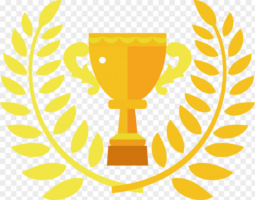 Leaves Decorated Championship Trophy Champion Clip Art PNG