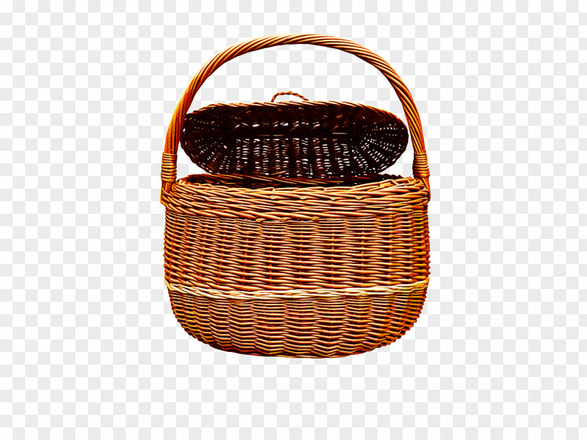 Basket Wicker Storage Brown Picnic PNG