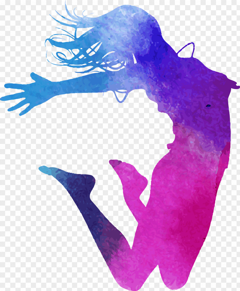 Color Ink Silhouette Jumping Dance Watercolor Painting Royalty-free Illustration PNG
