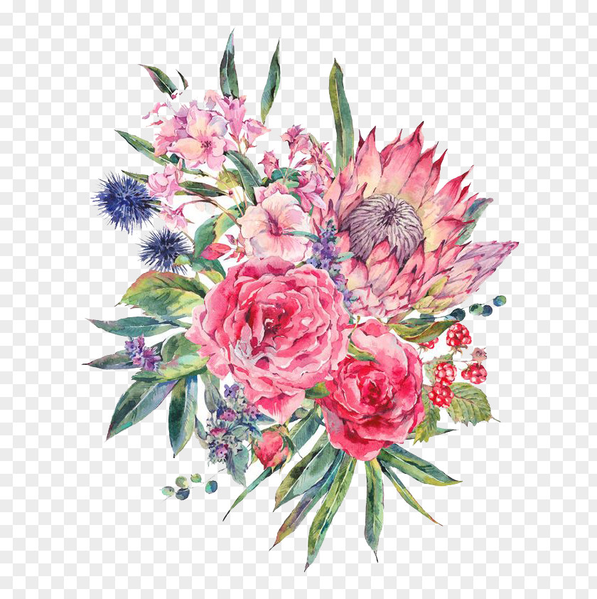 Watercolor Flowers Floral Design Flower Bouquet Painting Stock Illustration PNG