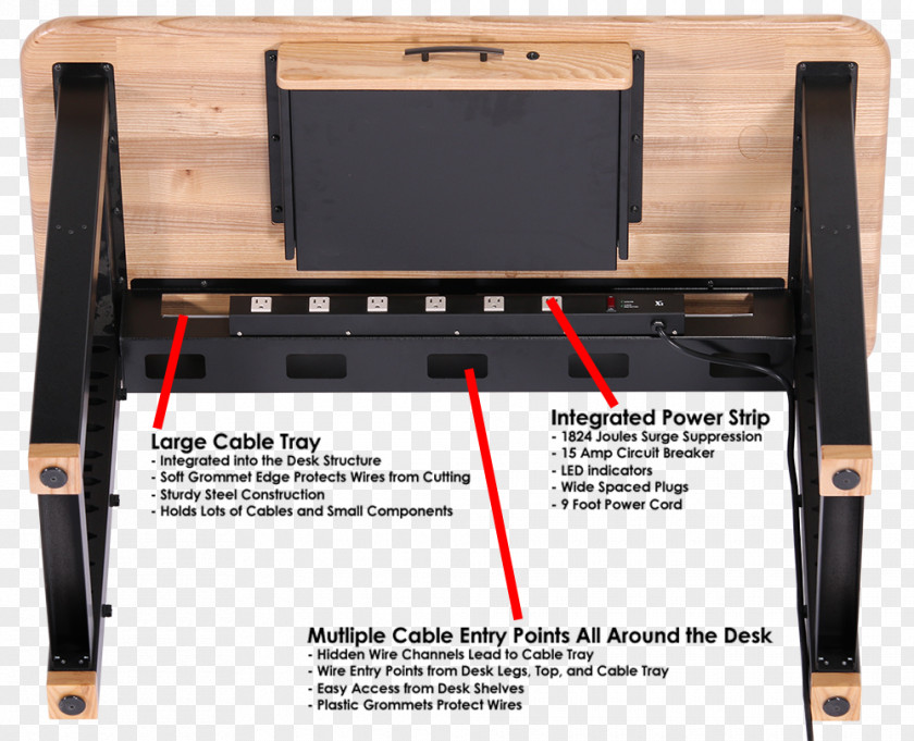 TV Tray Table Desk Cable Management Grommet Electrical PNG