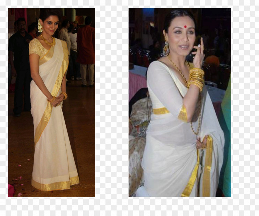 Actor White Wedding Dress Sari Zari Blouse PNG