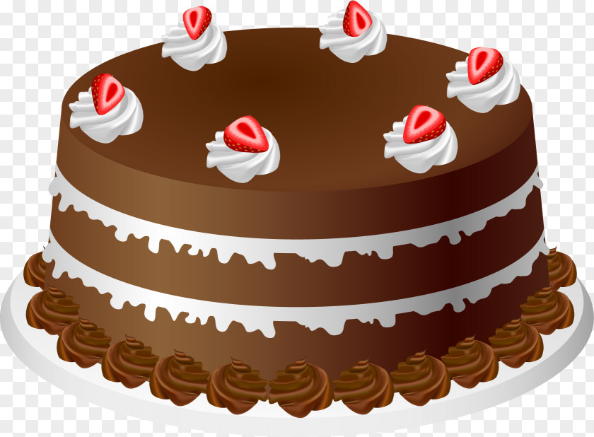 Cakes German Chocolate Cake Birthday Sponge Strawberry Cream PNG