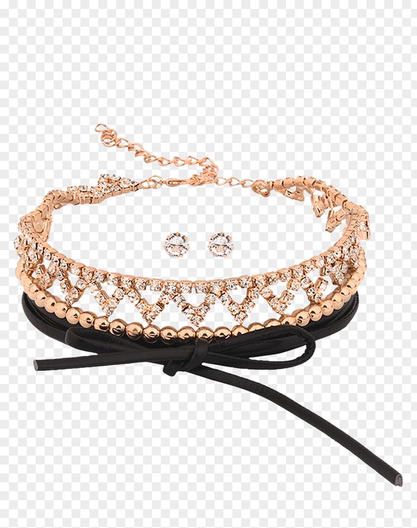 Hollowed Out Railing Style Bracelet Jewelry Design Choker Chain Imitation Gemstones & Rhinestones PNG