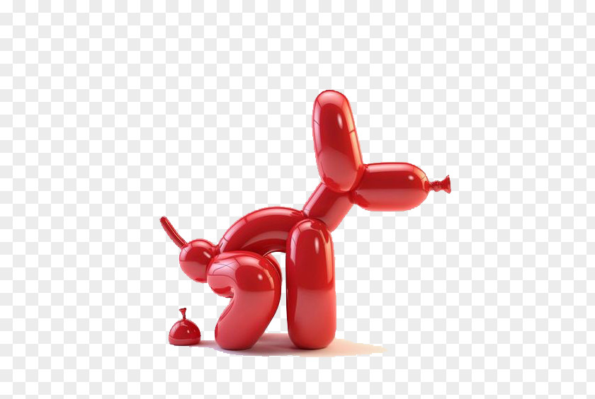 Red Balloon Dog Sculpture Defecation Artist PNG