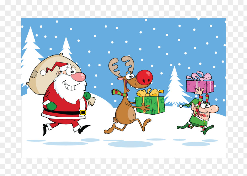 Santa Claus Reindeer Christmas Elf Gift Clip Art PNG