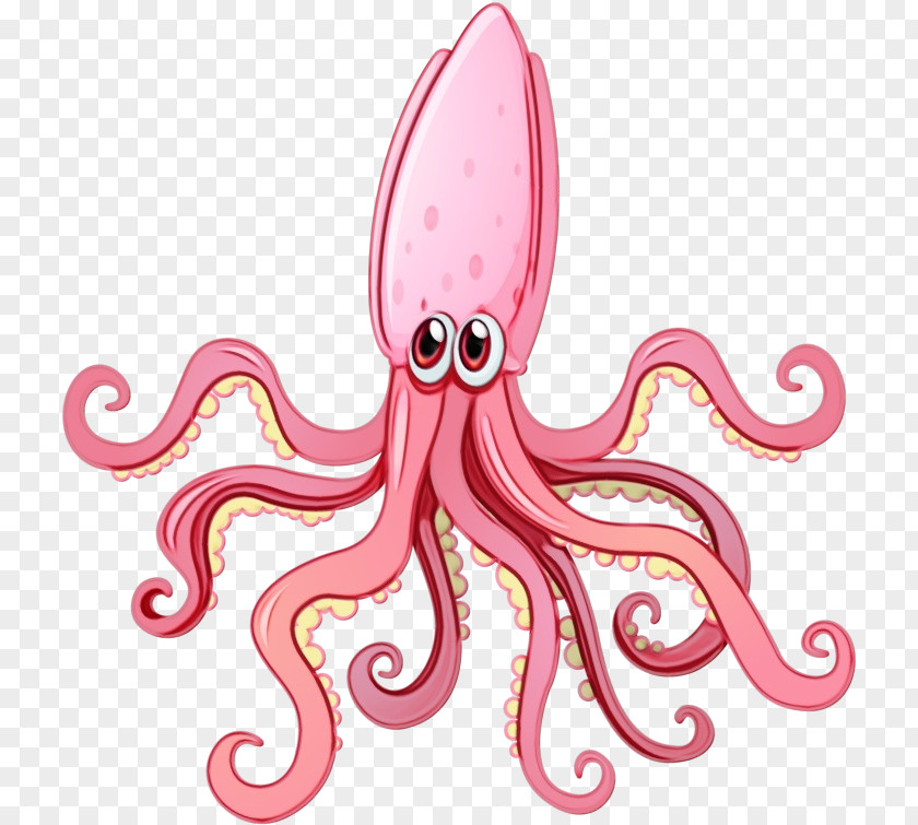 Animal Figure Pink Octopus Cartoon PNG