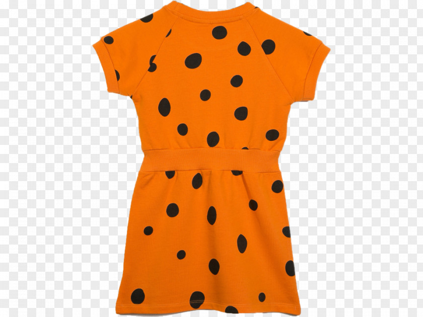 Orange Dots Polka Dot Shoulder Sleeve Dress PNG