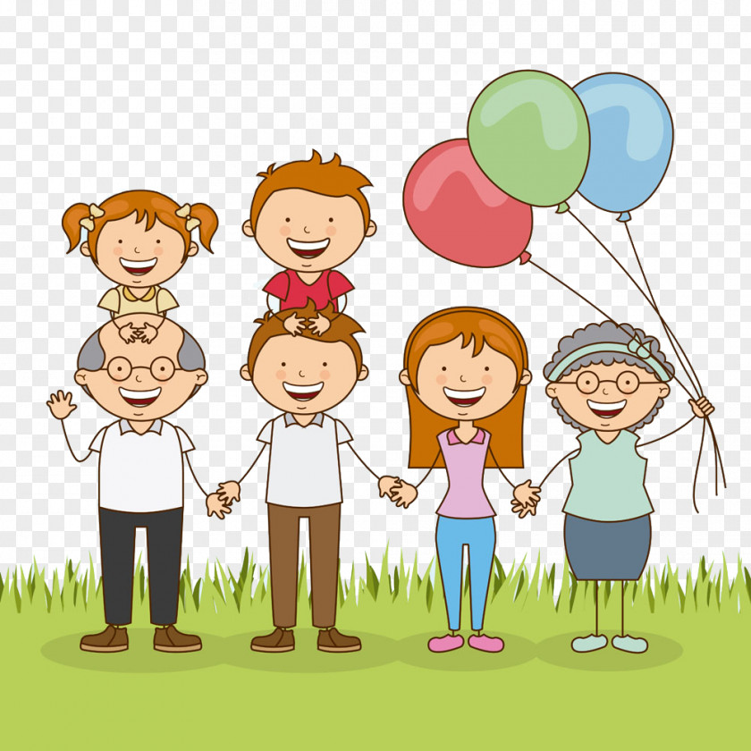 Cute Cartoon Family Poster Illustration PNG