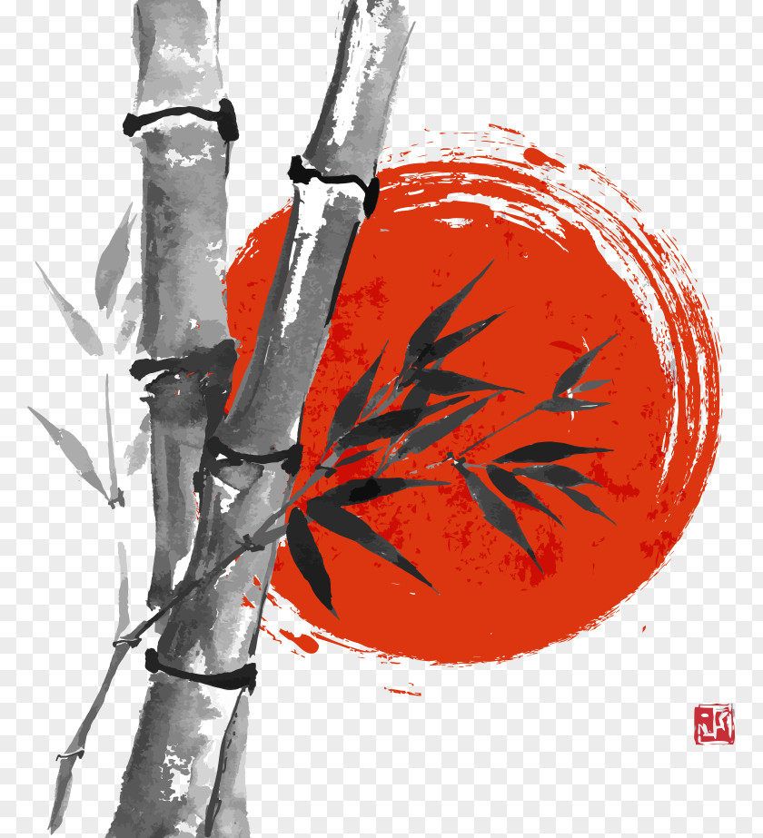 Japan Ink Bamboo Vector Japanese Painting Wash Drawing PNG