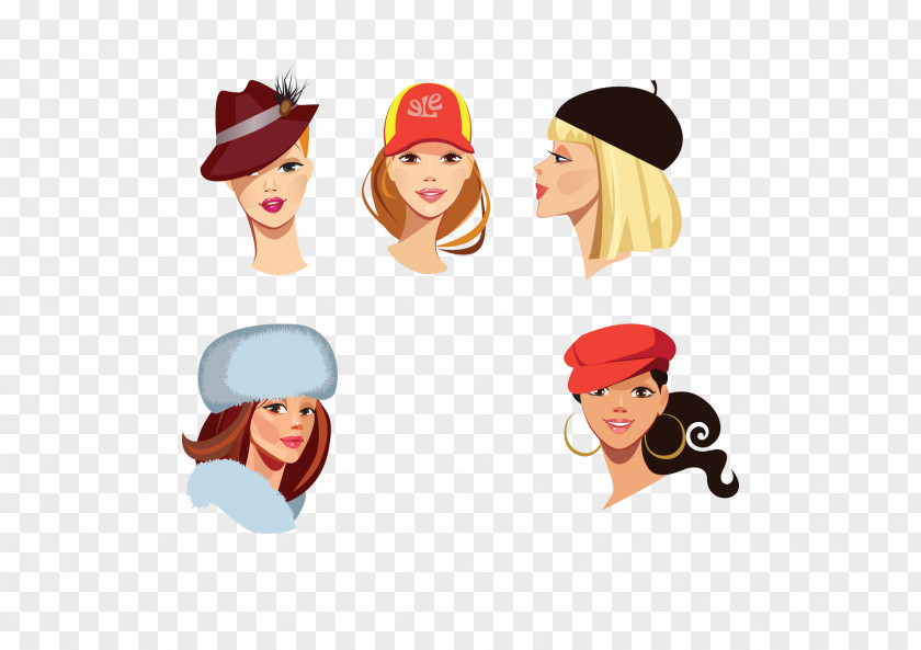 Fashion Hats Woman With A Hat Cartoon Illustration PNG
