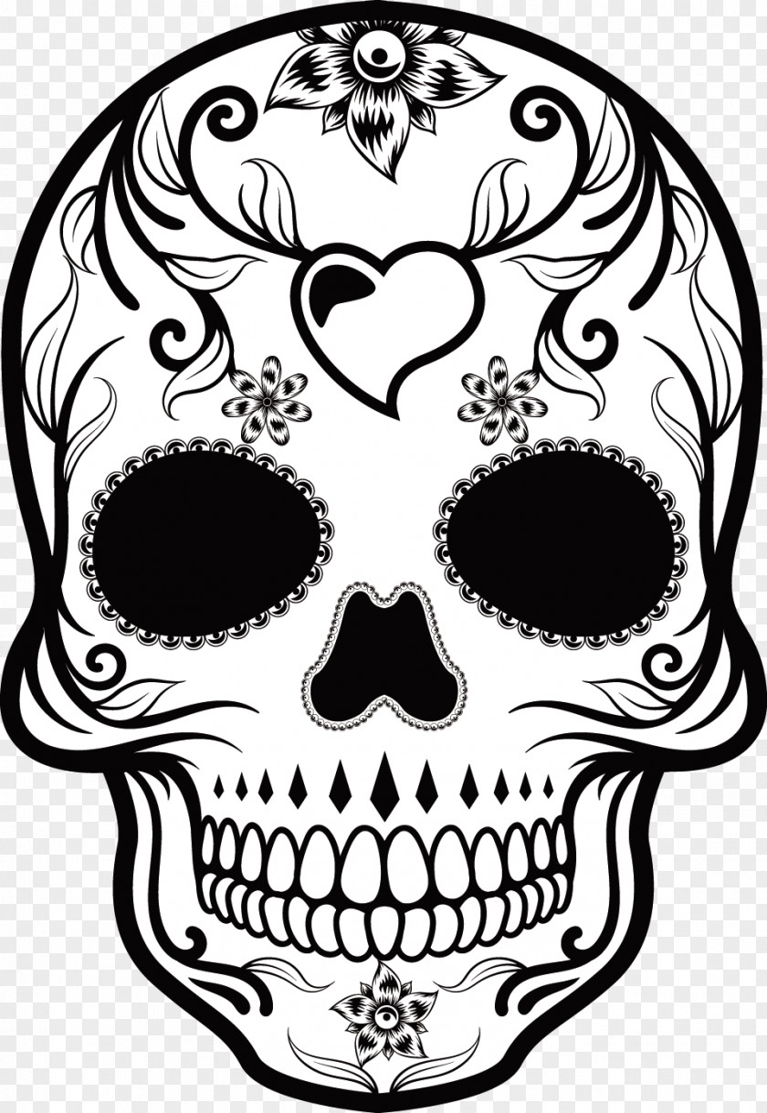 Hand-painted Pattern Vector Skull Calavera Mexican Cuisine Day Of The Dead PNG