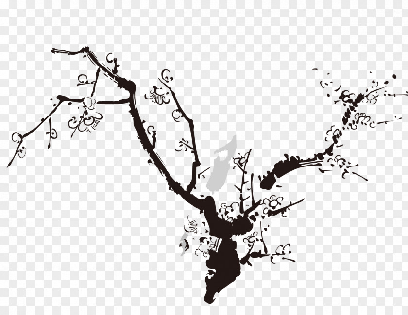Ink Plum Blossom Wash Painting Four Gentlemen PNG