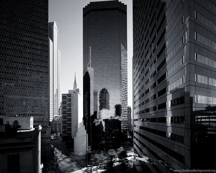 Skyscraper Skyline Drive Dallas Black And White Desktop Wallpaper PNG