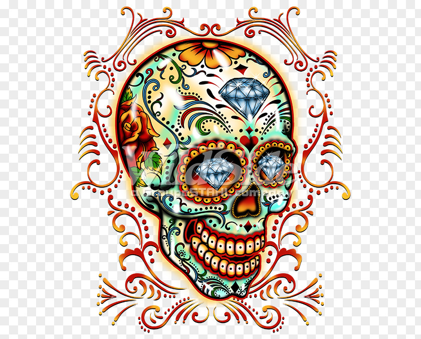 Skull And Roses Calavera Day Of The Dead Pinstriping PNG