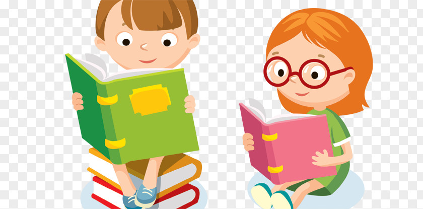 Child Reading Book PNG