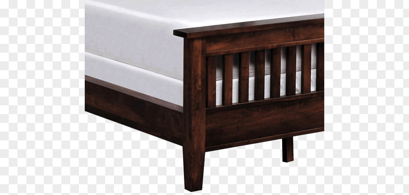 Wood Bed Frame Bedside Tables Mission Style Furniture PNG