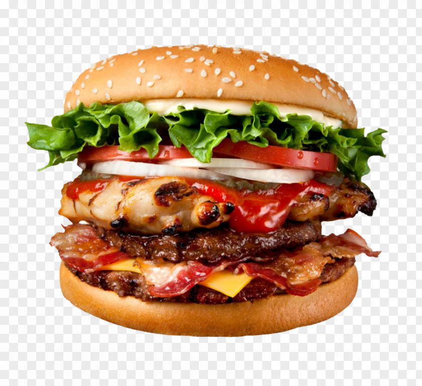 Double Burger Image Hamburger Whopper Fast Food Bacon Chicken Nugget PNG