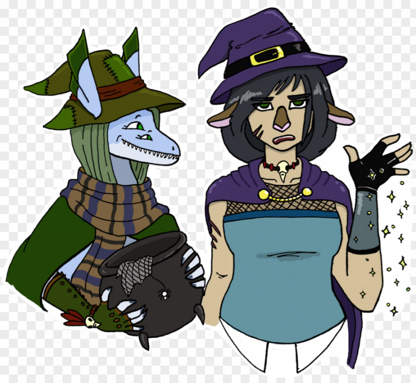 Witch Looking In Mirror Illustration Cartoon Purple Plants Character PNG