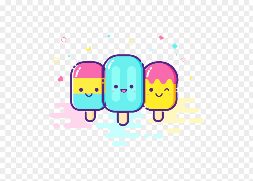 Three Smiley Popsicles Ice Cream Pop Smile PNG