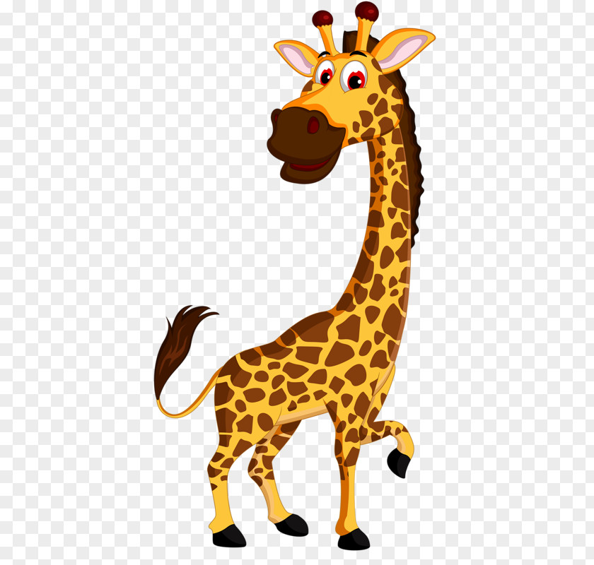 Lively Giraffe Cartoon Zoo Illustration PNG