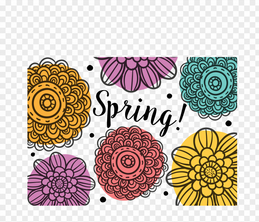 Spring Flowers Graffiti Cartoon PNG