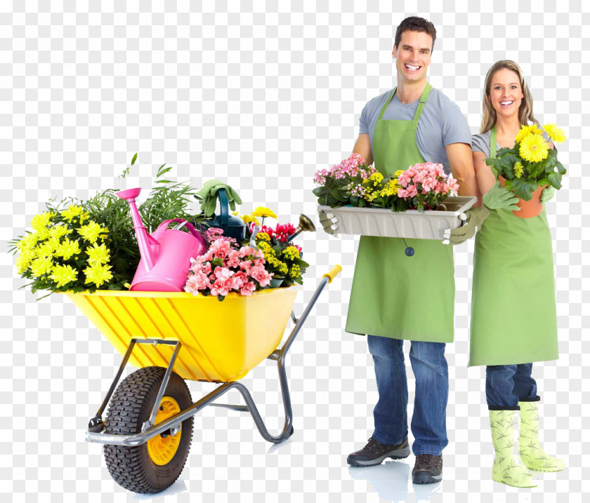 Fashion Male And Female Couple Gardening Landscaping Stock Photography PNG