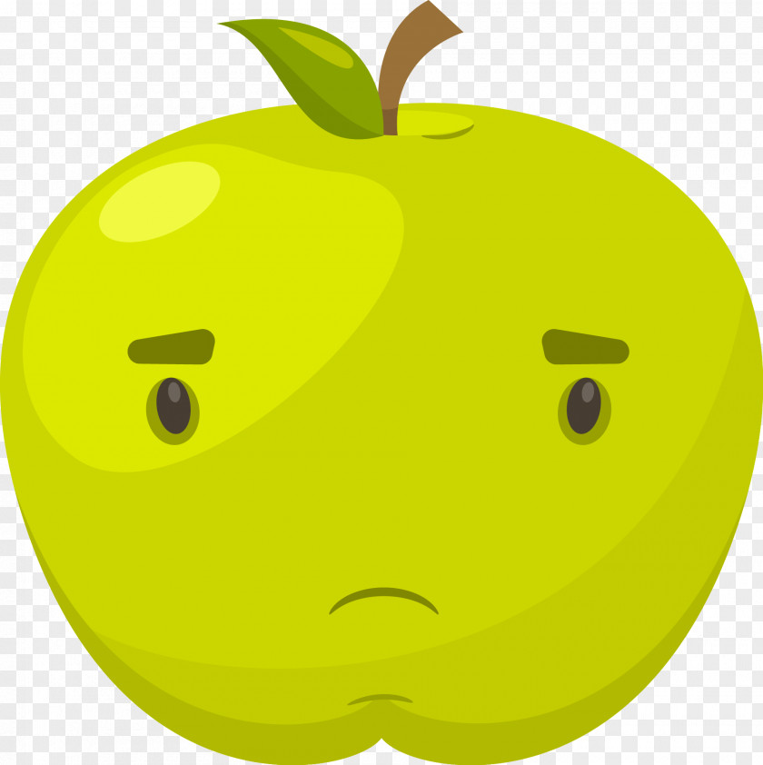 Vector Green Apple Facial Expression Clip Art PNG