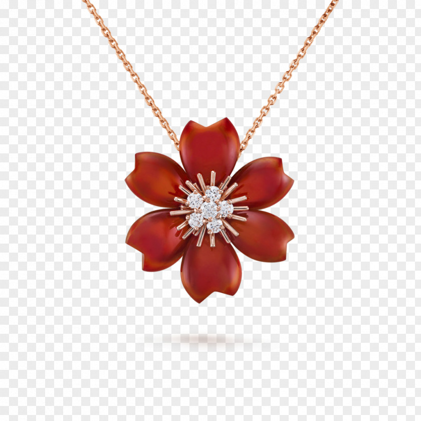 Jewellery Model Van Cleef & Arpels Charms Pendants Ruby Necklace PNG