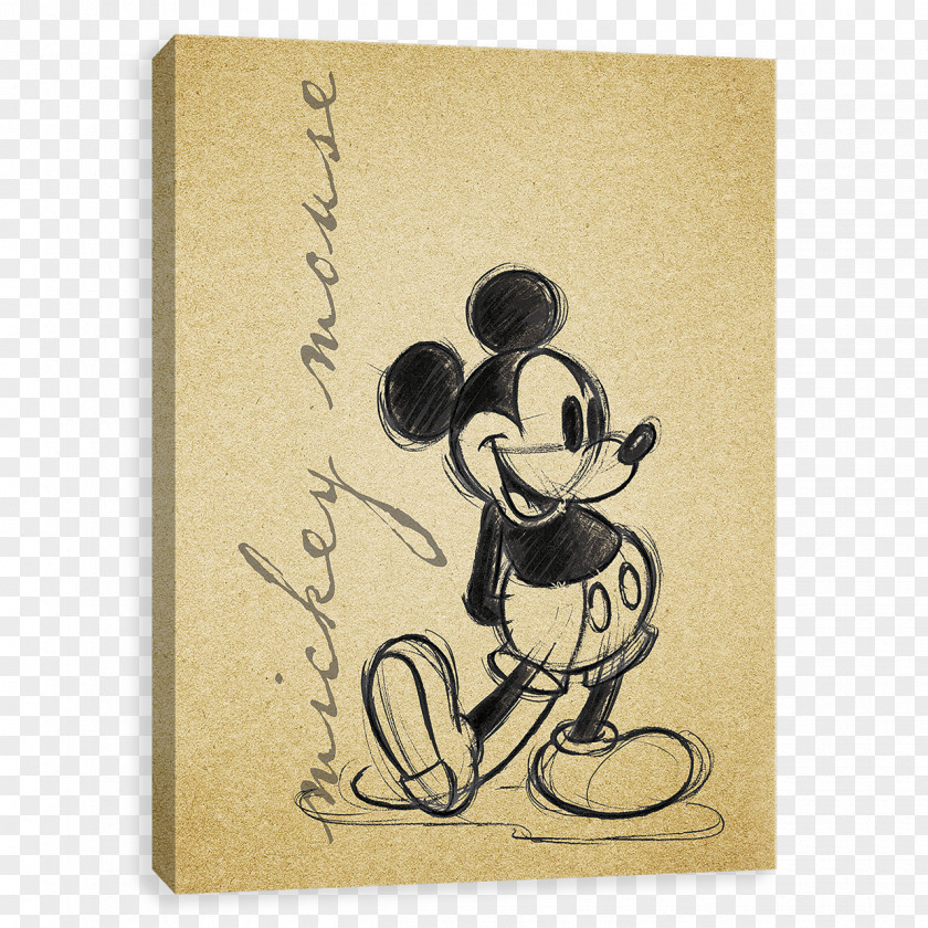 Black Panther And Widow Romance Mickey Mouse Minnie Canvas Art Drawing PNG