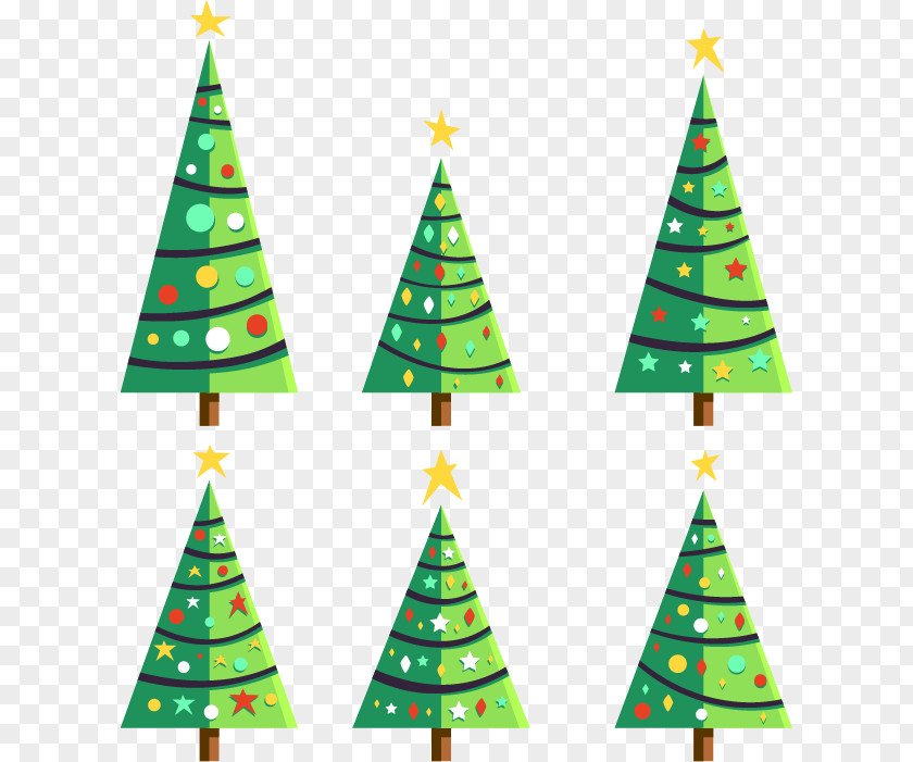 Six Christmas Tree Santa Claus PNG