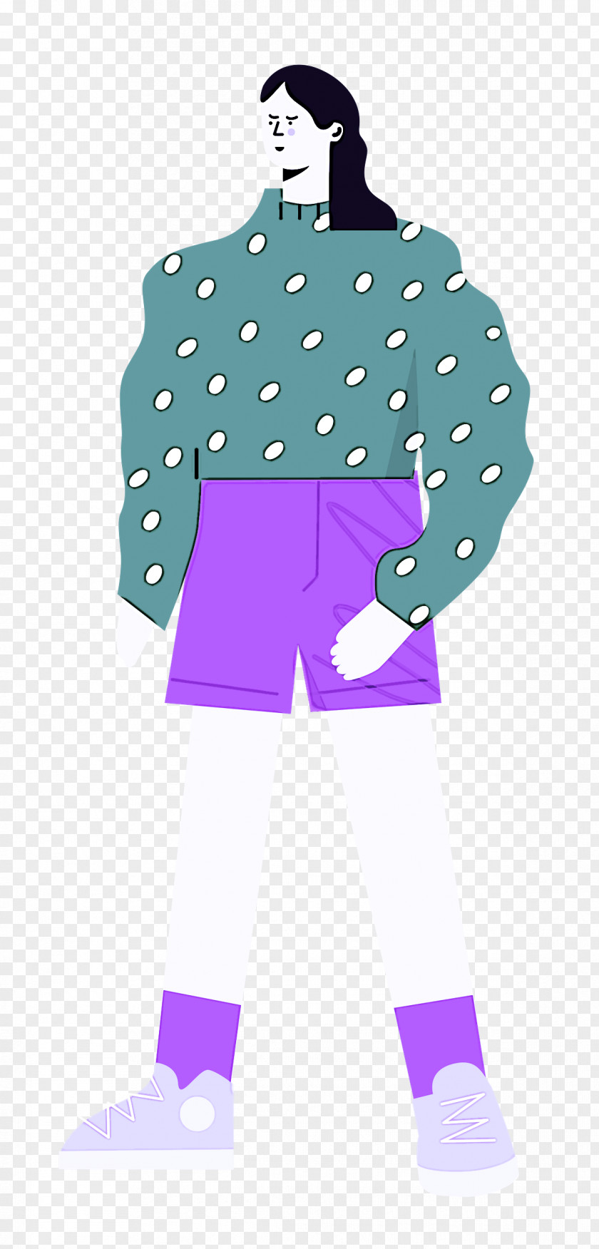 Standing Shorts Woman PNG