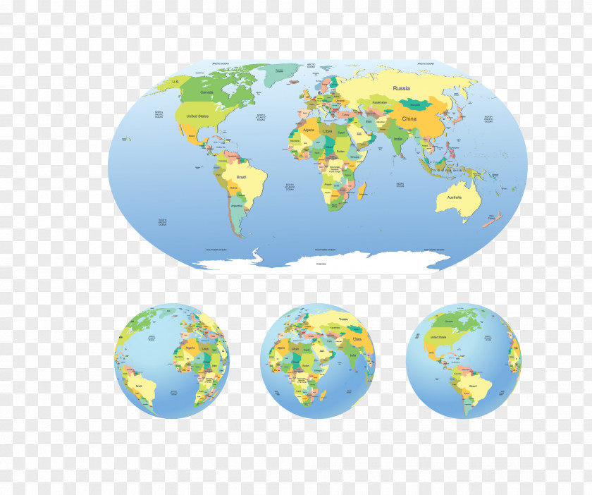 Vector Map Of The World Globe PNG