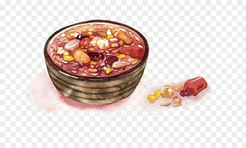 Hand-painted Rice Porridge Material Picture Laba Congee Xiaohan Festival Traditional Chinese Holidays PNG